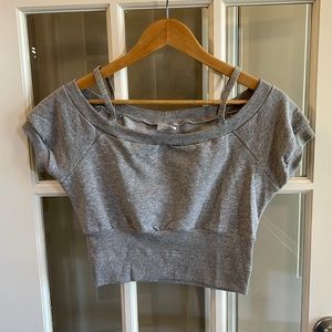 Body Wrappers Dance Wear Grey Cropped Top Size Large